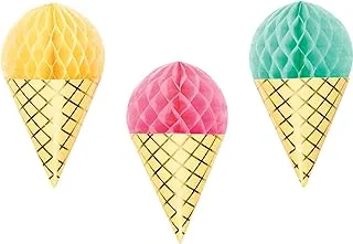 Creative Party PC346417 Ice Cream Shape Honeycomb Hanging Cutouts-3 Pcs