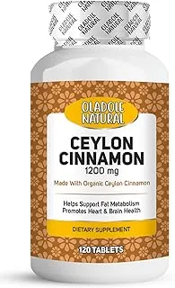 Oladole Natural Ceylon Cinnamon- 1200mg (120 Tablets) | For Blood Sugar Support, Powerful Antioxidant, Metabolism Booster, Promotes Heart & Brain Health, Digestive Wellness | Non- GMO, Gluten Free