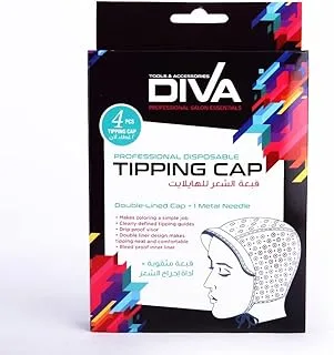 Diva Disposable Tipping Cap, Ideal For Hair Dye, Easy Hair Coloring, Perfect For Personal & Professional Use, Drip Proof Visor, 4pcs