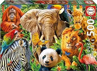 Educa - 500 piece puzzle for adults | Wild Animals Collage. Includes Fix Puzzle glue. From 11 years old (19550)