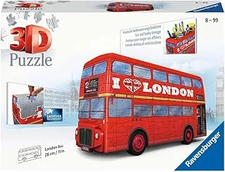 Ravensburger Red London Bus 3D Jigsaw Jigsaw Puzzle Set (216 Pieces),Multicolor,12534,11 in.