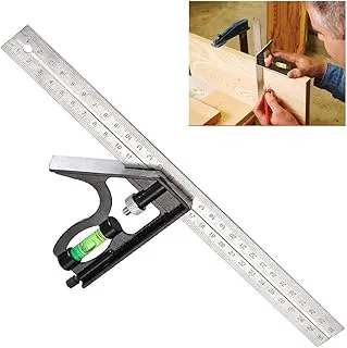 TERRIFI Combination Square 12Inch/300mm, Engineers Set Square, Stainless Steel Angle Ruler, Adjustable Carpentry Square 45/90 Degree with Bubble Level, Measuring Tool for Engineer Carpenter