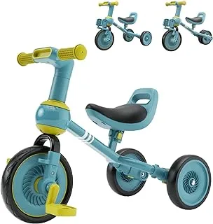 FAYDUDU 5 in 1 Baby Balance Bike for 2-4 Years Old Kids Trike with Parent Handle Toddler Tricycles with Training Wheels for Boys Girls Infant Toddler Bicycle