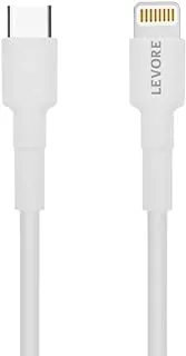 Levore USB-C to Lightning Cable, MFI Certified, 20W, 1.0M - White