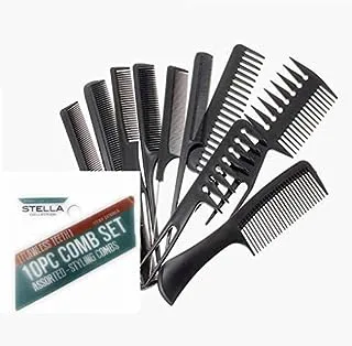 SHOWAY 10 Pcs/Set Complete Professional Salon Hairdressing Styling Tool Multifunction Pro Barbers Beautition Brush Combs Hair Cutting Comb Sets Kit Hair Massage for All Hair Types and Need