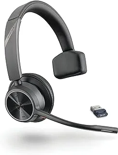 Plantronics Poly - Voyager 4310 UC Wireless Headset () - Single-Ear Headset with Boom Mic - Connect to PC/Mac via USB-A Bluetooth Adapter, Cell Phone via Bluetooth - Works with Teams, Zoom & More