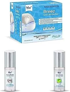 Breez Ionic Air Purifier with 2 Aroma oils 100ml each, Anti smoke grey and Zesty lemon, grey