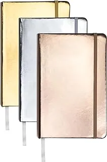 Samsill 3 Pack Hardcover Writing Notebook, Metallic Journal Gift Set Includes 1 Silver, Gold, And Rose Gold Journal, Classic 5.25