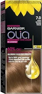 Garnier Permanent Hair Dye, Intense, Long-lasting Colour, Up to 100% Grey Hair Coverage, No Ammonia, 60% Oils, Olia, 7.0 Dark Blonde