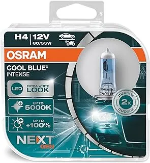 OSRAM COOL BLUE® INTENSE H4, +100% more brightness, up to 5,000K, halogen headlight lamp, LED look, Duo box (2 lamps)