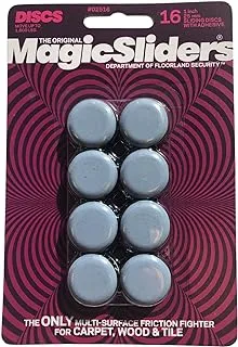 Magic Sliders - 1 Inch Round 16 Pack - Self-adhesive Furniture Disc Pad Sliders for Household Furniture to Protect Surfaces, Wood, Tile, Carpet, and Vinyl Floors | Smooth Gliding Easy to Apply