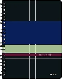 Leitz A4 Stiff Cover Notebook, Multi-Colour (Wire Bound, 80 Sheets, Ruled, 90 Gsm Ivory Paper, Executive Range), Black, 44620000, Ruled