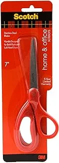 Scotch Universal Home & Office Scissors 7 in (18 cm), 1 scissors/pack | Stainless Steel Blades | Red color | Multipurpose | Office, Home and School use | Scissors