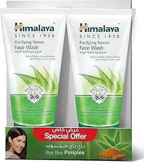 Himalaya Purifying Neem Face Wash Give You Clear & Problem-Free Skin - 2x150ml | No.1 Face Wash Brand in UAE