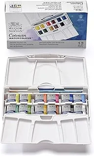 Winsor & Newton Cotman Water Color Pocket Plus Set - 12 Half Pans