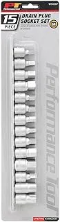 Performance Tool W54287 15-Piece Drain Plug Socket Set With 11mm & 13mm Square Drive For Subaru Differentials, Silver