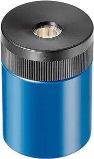 STAEDTLER pencil sharpener, premium quality sharpener with screw-on lid, prevents accidental openings, compact size for pencil case and work-station, 511 63BK (Pack of 1) , Assorted colors.