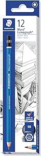 قلم رصاص Staedtler Mars Lumograph 100-9B عالي الجودة ، صلابة 9B ، صندوق 12 ، أزرق (100-9B Ve)