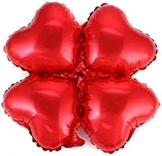 Party Decorations Aluminum Foil Heart Shaped Clover balloons 18 Inch Red 5pcs