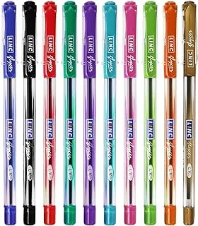 Linc Glycer (0.6 mm) Ball Pen, Combo, Blue, Black, Red, Green, Turquoise Blue,Violet,Orange,Pink,Golden,Lime Green (10 pcs