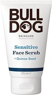 Bull Dog Sensitive Skin Care Face Scrub for Men-Contains contains quinoa, baobab oil, oat oil,willow herb-Deep Cleansing-Smoothing-Exfoliating-Skin Sensitive|Fragrance Free| 125ML -Gifting Essentials