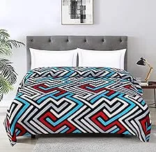 Home Town Geometric Print Polyester King Black/White/Red Blanket,218X228cm