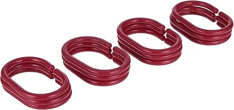 Feelings 12Pcs Plastic Shower Curtain Rings Red