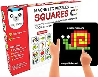 PLAY PANDA New Magnetic Puzzles : Squares - includes 250 Colorful Magnets pieces, 100 Puzzle book, Board and Display Stand,Multicolor, 200 Pieces