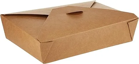 Disposable Take Out Container, #2 To Go Box - Eco-Friendly Paper - Rectangle - 49 Oz - Kraft - 200Ct Box - Restaurantware