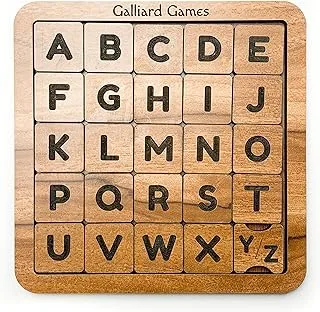 Galliard Games Wooden Puzzle Number Slide Fifteen Puzzle, Non-Magnetic Pieces (5x5 - ABC)