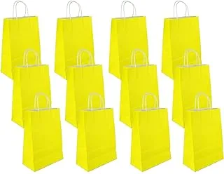 R-Moment Paper Gift Bags 12 Pieces Set, Eco Friendly Bags, With Handles Bulk, Shopping Kraft Retail Party 35X25X12Cm Color Yellow, Psb2923Y