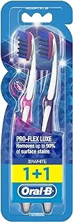 Oral-B 3D White Luxe Pro-Flex Manual Manual Toothbrush Medium 2 Piece