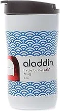 كوب Aladdin Latte Leak-Lock ™ من الفولاذ المقاوم للصدأ 0.25 لتر أبيض الرسومات - تقنية Leak-Lock ™ | مانعة للتسرب | فراغ جدار مزدوج الفولاذ المقاوم للصدأ كأس | يناسب معظم ماكينات القهوة | خالية من BPA | آمنة غسالة صحون