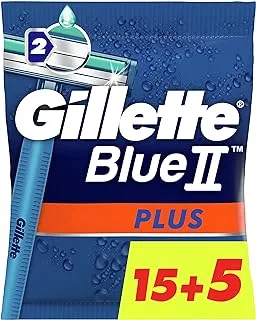 Gillette Blue Ii Plus Men's Disposable Razors, 15+5 Pack