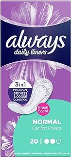 Always Daily Liners Comfort Protect With Fresh Scent, Normal, 20 Count