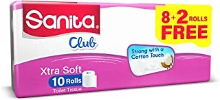 Sanita Club Toilet Tissue Embossed-Pack Of 10 Rolls,2 Ply