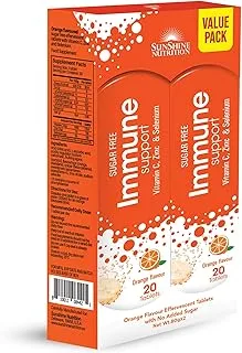 SUNSHINE NUTRITION Immune Support Efferv Orange Tabs, 2 X 20'S Pack