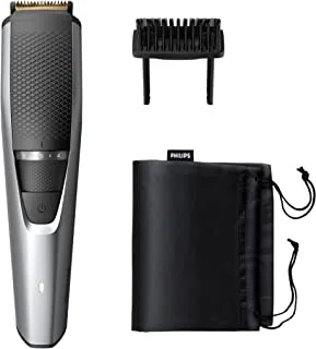 Philips Beard & Stubble Trimmer / ماكينة قص الشعر للرجال ، Series 3000 ، 20 إعداد طول ، 60 دقيقة. وقت التشغيل ، شفرات معدنية بميزة الشحذ الذاتي ، قابس 3 سنون من المملكة المتحدة ، BT3222 / 13