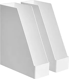 Amazon Basics Plastic Organizer - Magazine Rack, White, 2-Pack