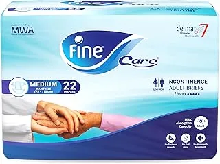 Fine Care Incontinence Unisex Adult Diaper Brief, Medium, waist size 75 - 110 cm (30 – 43 Inch), 22 diapers with Maximum Absorbency and Leak Protection