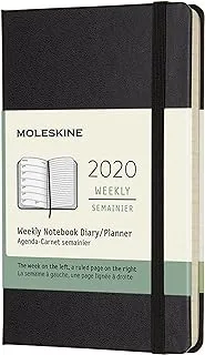 Moleskine 9 × 14 سم 12 شهرًا أجندة ويكلي 2020 غلاف صلب وإغلاق مرن - أسود