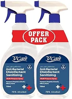 V Care Multipurpose Antibacterial Disinfectant Sanitizing Spray 750Ml Spray (Pack Of 2) Useful At Transport, Hospital, School, Offices And Home