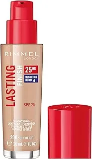 Rimmel London, Lasting Finish 25 Hour Foundation with SPF 20, 200 Soft Beige, 30 ml