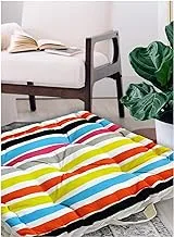 Home Town Plain Micro Fibre Thick Striped Square Multicolor Floor Cushion,50X50Cm