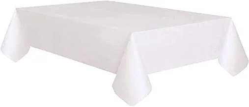 Unique Party 50180 - Plastic Lined White Paper Tablecloth, 9ft x 4.5ft