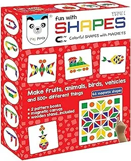 Play Panda Fun Magnetic Shapes (Senior) : Type 1 With 44 Magnetic Shapes, 200 Pattern Book, Magnetic Board And Display Stand For Kids,Multicolor, One Size