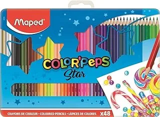 Maped M832058 Adults Color 'Peps Colouring Pencils In Metal Box Assorted Colours Pack Of 48)