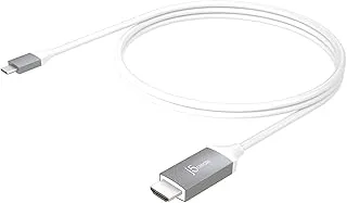 j5create USB-C إلى 4K HDMI كابل 6 'FT 4k @ 60Hz مع شهادة HDMI ATC ، متوافق مع Thunderbolt 3/4 ، MacBook Pro / Air ، iPad Pro ، iPad Air 4 ، Chromebook والمزيد | JCC153G