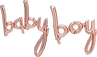 The Party Popper Baby Boy Script Foil Balloons, Rose Gold