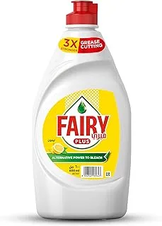 Fairy Plus Lemon Dishwashing Liquid Soap, With Alternative Power To Bleach, 600ml